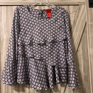 V CHRISTINA Layered Ruffle Blouse Sz S